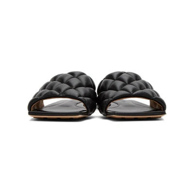 Shop Bottega Veneta Black Intrecciato Padded Flat Sandals In 1000 Black