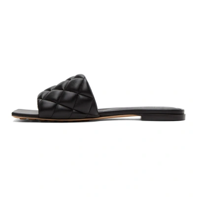 Shop Bottega Veneta Black Intrecciato Padded Flat Sandals In 1000 Black