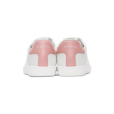Shop Gucci White & Pink Interlocking G Ace Sneakers In 9076 White