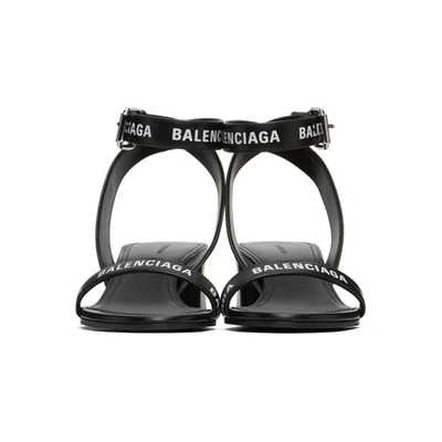 Shop Balenciaga Black & White Allover Logo Strap Sandals In 1090 Blk/wt