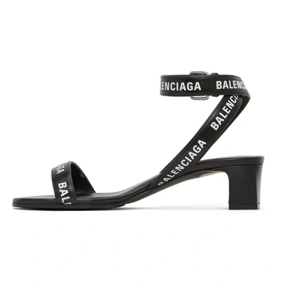 Shop Balenciaga Black & White Allover Logo Strap Sandals In 1090 Blk/wt