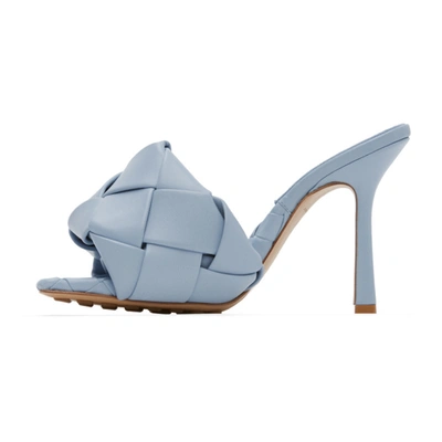 Shop Bottega Veneta Blue Intrecciato Lido Heeled Sandals In 4759 Ice