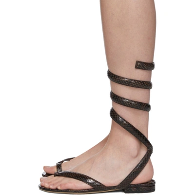 Bottega Veneta Wrap-around Snake-effect Sandals in Brown Leather ref.429352  - Joli Closet