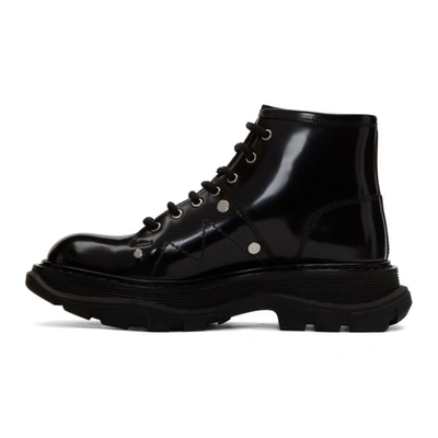 Shop Alexander Mcqueen Black Tread Lace-up Boots In 1081 Blk/iv