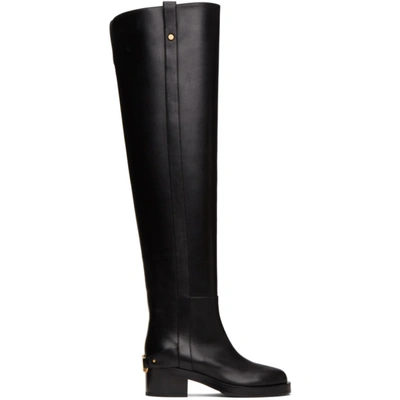 Shop Valentino Black  Garavani Vlogo Tall Boots In 0no Black