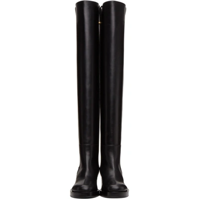 Shop Valentino Black  Garavani Vlogo Tall Boots In 0no Black