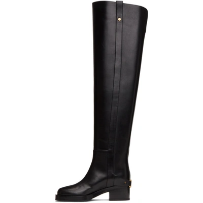 Shop Valentino Black  Garavani Vlogo Tall Boots In 0no Black