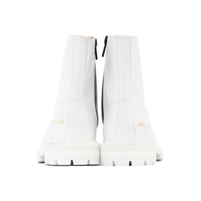 Shop Common Projects White Lug Sole Combat Boots In 0506 White