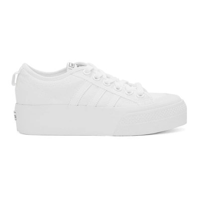 Shop Adidas Originals White Nizza Platform Sneakers In Wh/wh