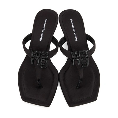 Shop Alexander Wang Black Crystal Logo Bianca Heeled Sandals In 001 Black