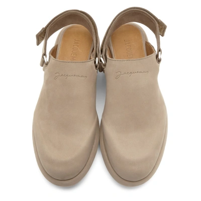 Shop Jacquemus Taupe Nubuck 'les Mules' Shoes In Brown Brown