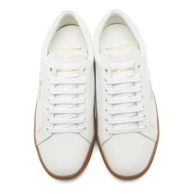 Shop Saint Laurent White And Brown Court Classic Sneakers In 9030 White