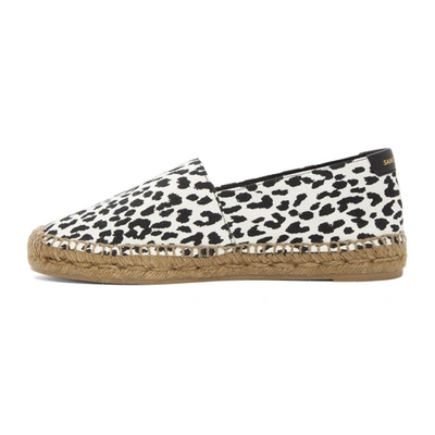 Shop Saint Laurent Black & White Babycat-print Embroidered Espadrilles In 9384 Leopar