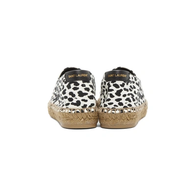 Shop Saint Laurent Black & White Babycat-print Embroidered Espadrilles In 9384 Leopar