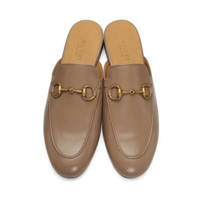 Shop Gucci Beige Princetown Loafers In 2606 Mud