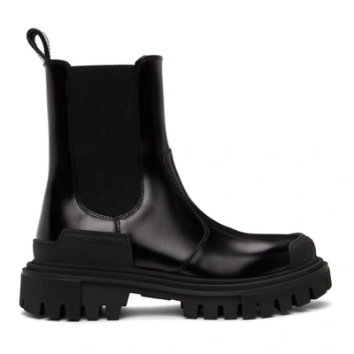 Shop Dolce & Gabbana Black Biker Chelsea Boots In 80999 Black