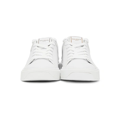 Shop Balmain White & Gold B-court Sneakers In Gad Wh/gold