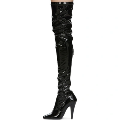 Shop Saint Laurent Black Patent Aylah Tall Boots In 1000 Black