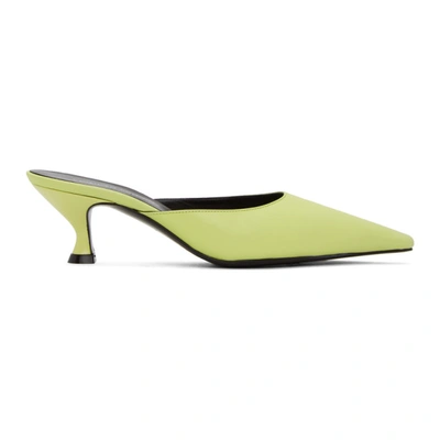 Shop Kwaidan Editions Green Kitten Heel Mules In Lime