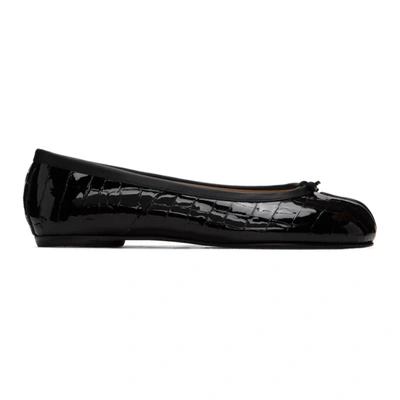 Shop Maison Margiela Black Croc Tabi Ballerina Flats In T8013 Black