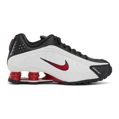 Shop Nike Black & White Shox R4 Sneakers In 050 Platin