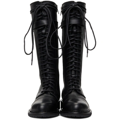Shop Ann Demeulemeester Black Leather Lace-up Boots In 099 Black