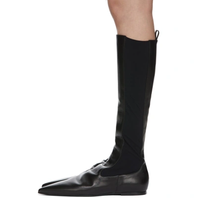 Shop Jil Sander Black Leather Tall Boots In 001-black