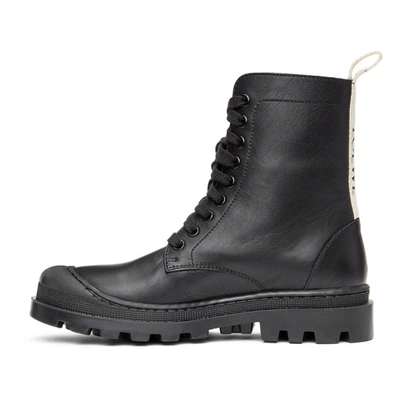 Shop Loewe Black Leather Combat Boots In 1100 Black