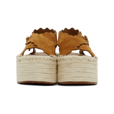 Shop Chloé Tan Suede Espadrilles Platform Sandals In 243 Natural