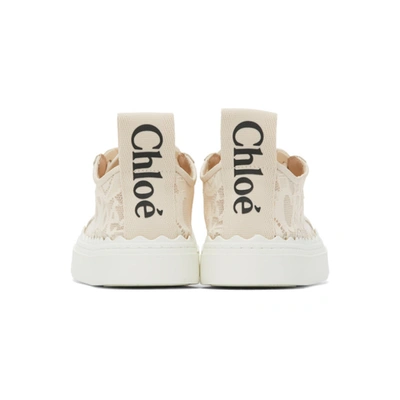 Shop Chloé Beige Lace Lauren Sneakers In Mild Beige
