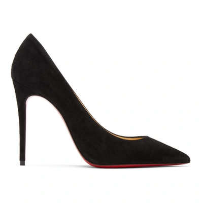 Shop Christian Louboutin Black Suede Kate 100 Heels In Bk01 Black