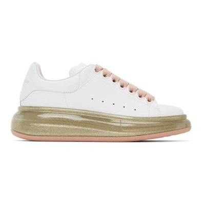 Shop Alexander Mcqueen White & Pink Glitter Sole Oversized Sneakers In 9053 Wh/rsg