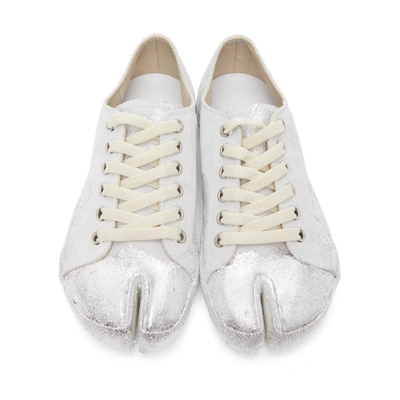 MAISON MARGIELA 灰色 AND 银色 TABI PAINT 皮革运动鞋