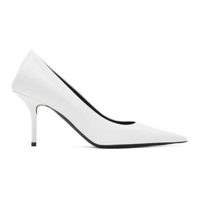 Balenciaga Square Knife Point-toe Stiletto Leather Pumps In White | ModeSens