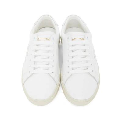Shop Saint Laurent White & Silver Court Classic Sneakers In 9085 Optical White/a