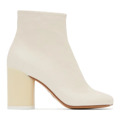 Shop Mm6 Maison Margiela Off-white Ankle Boots In T1003 White