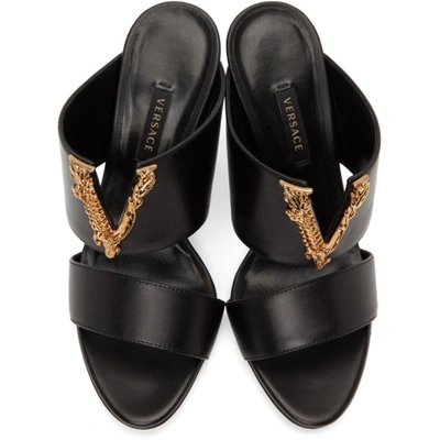 Shop Versace Black Virtus Mule Heels In Kvo41 Black