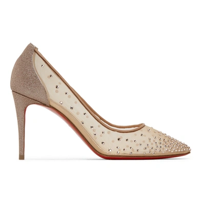 Christian Louboutin Follies Strass Embellished Mesh Pumps In Version Light  Silk | ModeSens