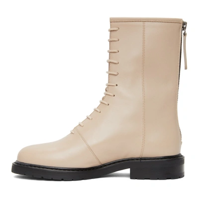 Shop Legres Beige Leather Combat Boots In 03 Dirty Nude