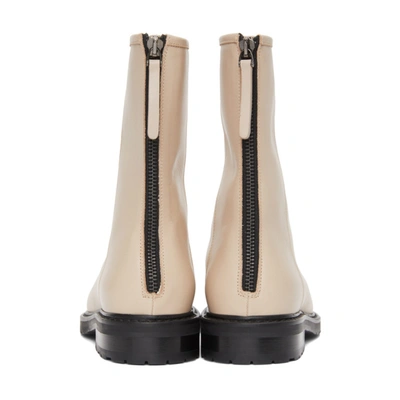 Shop Legres Beige Leather Combat Boots In 03 Dirty Nude