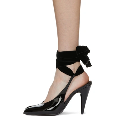 Shop Saint Laurent Black Venus Slingback Heels