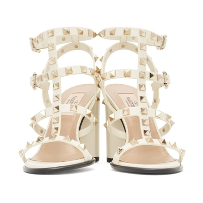 Shop Valentino White  Garavani Rockstud Caged Sandals In I16 Ltivory