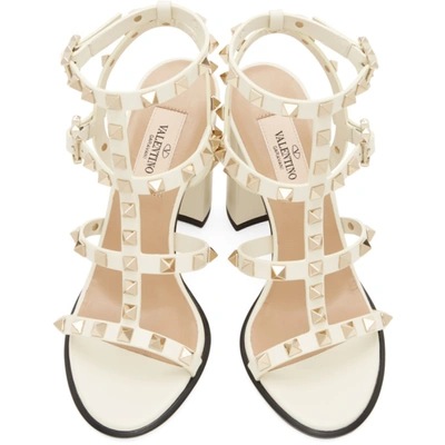 Shop Valentino White  Garavani Rockstud Caged Sandals In I16 Ltivory