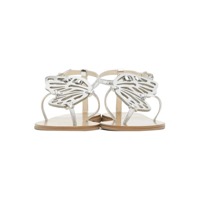 Shop Sophia Webster Silver Patent Butterfly Flat Sandals In Rose/silver