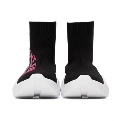 Shop Versace Jeans Couture Black & Pink Macro Logo Sock Sneakers In Emid Blk/pk