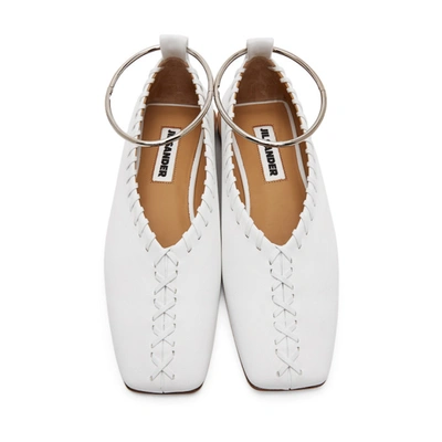 Shop Jil Sander White Whipstitch Anklet Ballerina Flats In 100 White