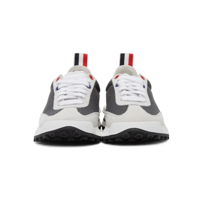 Shop Thom Browne Grey & White Tech Runner Sneakers In 025 Dkgrey