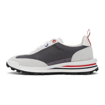 Shop Thom Browne Grey & White Tech Runner Sneakers In 025 Dkgrey