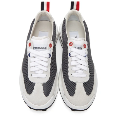 Shop Thom Browne Grey & White Tech Runner Sneakers In 025 Dkgrey