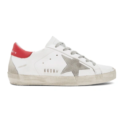 Shop Golden Goose White & Red Superstar Sneakers